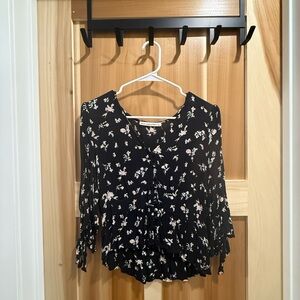 Abercrombie & Fitch Black Floral Blouse